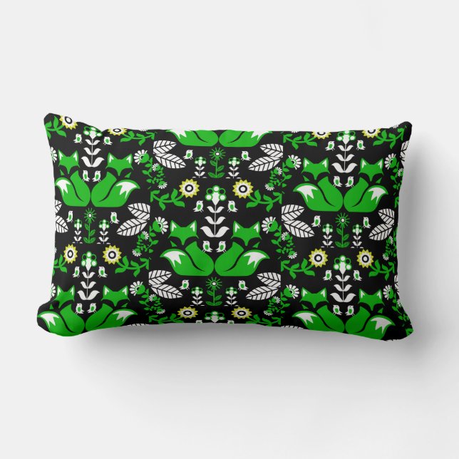 Coussin Rectangle Fox Nordic Scandinavian Folk Art nappe (Recto)