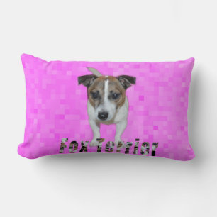 Coussin Rectangle Fox Terrier et logo Fox Terrier, rose