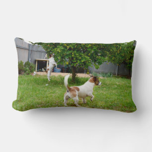 Coussin Rectangle Fox Terrier sautant dans un arbre,