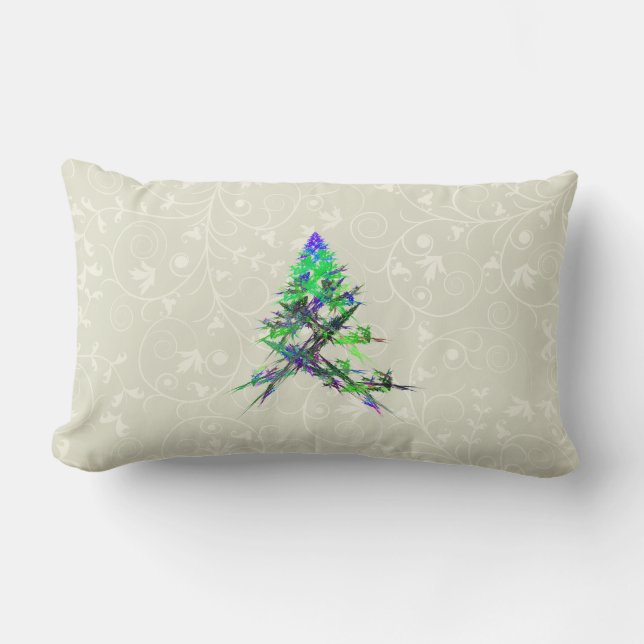 Coussin Rectangle Fractal - Arbre de Noël vert (Recto)