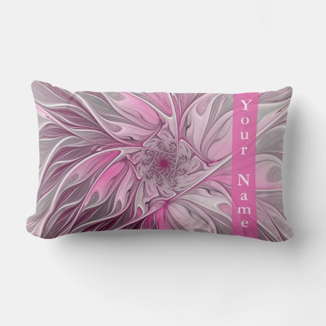 Coussin Rectangle Fractal rose Flower Dream, Imaginaire floral Nom d (Recto)