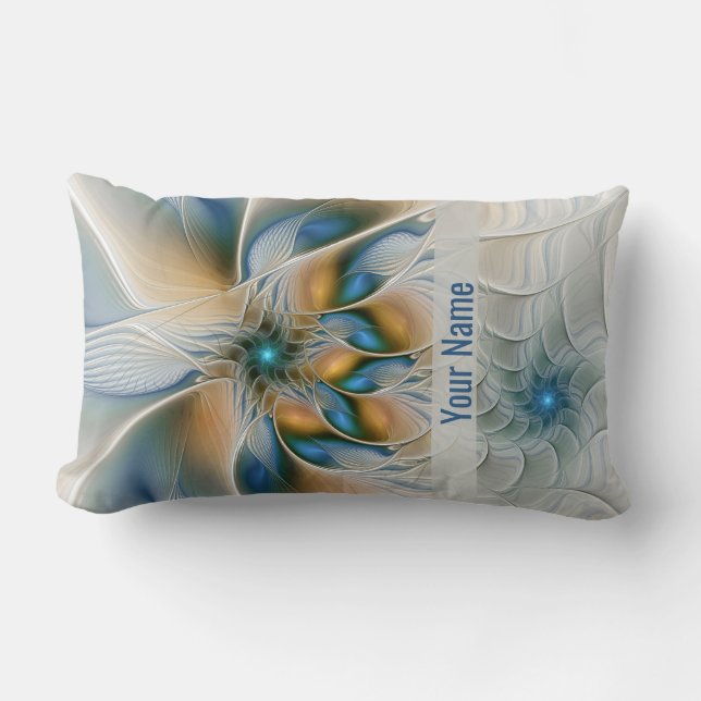 Coussin Rectangle Fractale de fantaisie abstraite et aérienne avec n (Recto)