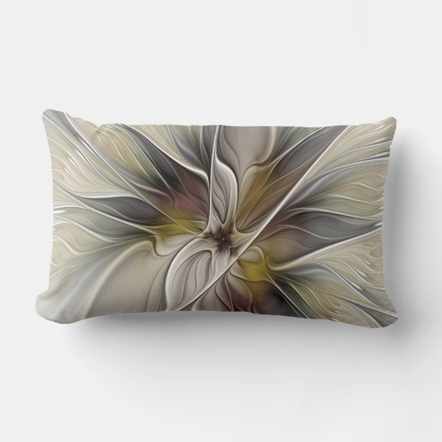 Coussin Rectangle Fractale florale, Fleur Imaginaire aux couleurs de (Recto)