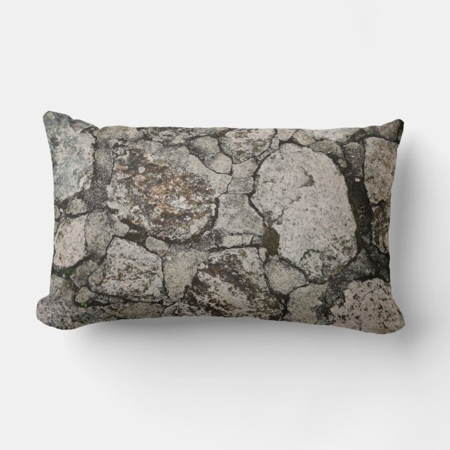 Coussin Rectangle Fragment de pierre noir et gris (Recto)
