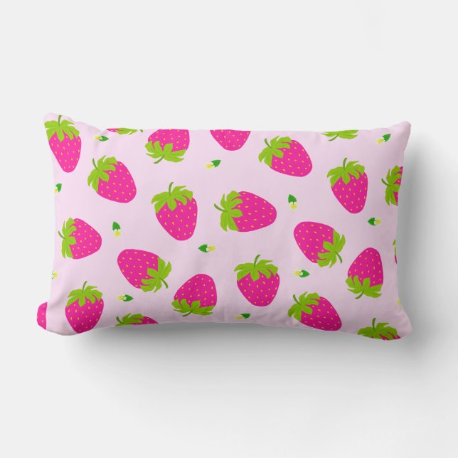 Coussin Rectangle Fraise rose (Recto)