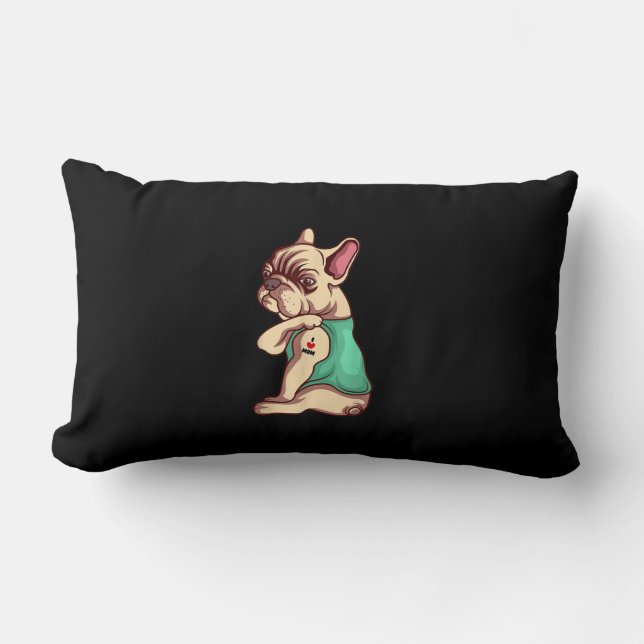 Coussin Rectangle français bulldog i love maman tatouage amant cadea (Recto)