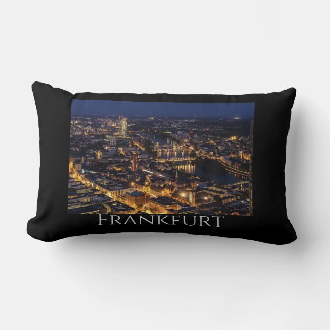 Coussin Rectangle Francfort nocturne panoramique (Recto)