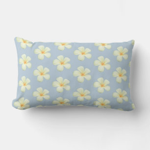 Coussin Rectangle Frangipani Plumeria Fleurs sur un Bleu Merveilleux