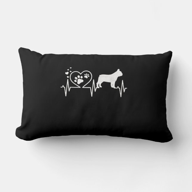 Coussin Rectangle frenchie french bulldog hearbeat cadeau simple (Recto)