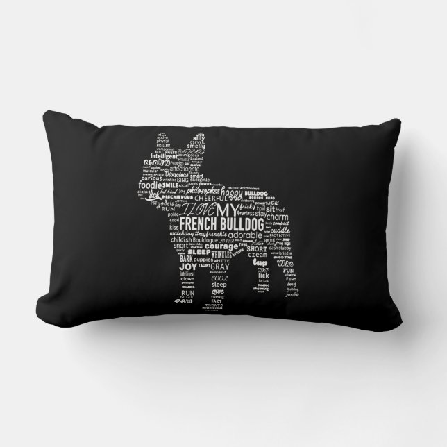 Coussin Rectangle Frenchie Gift | J'aime mon chien taureau français (Recto)