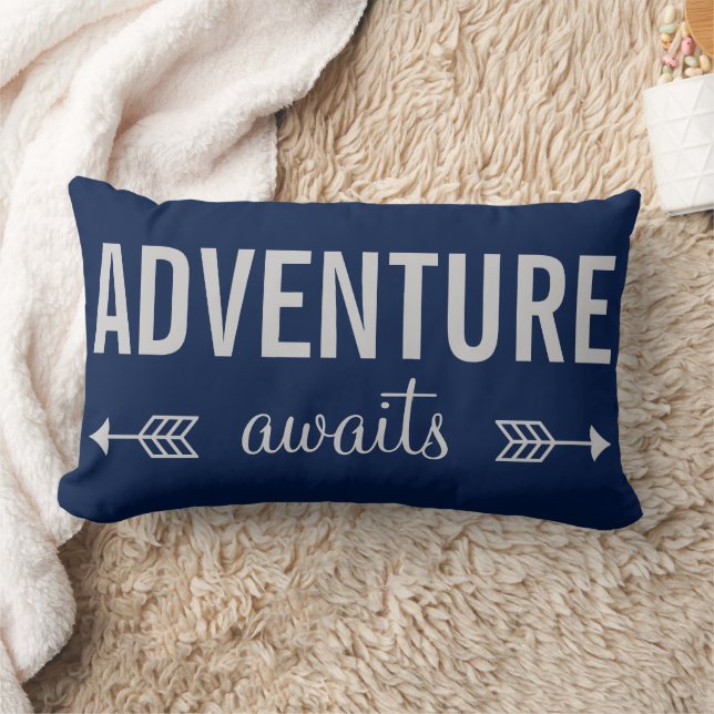 Coussin Rectangle Fresque Blue Typography Adventure Seeker (Couverture)