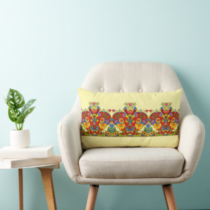 Coussin Rectangle Frise rétro de l'ère victorienne Oiseaux Papillons