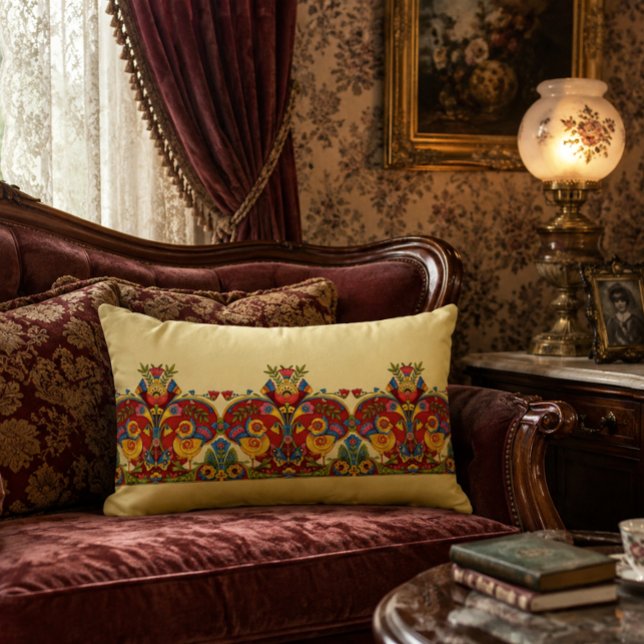 Coussin Rectangle Frise rétro de l'ère victorienne Oiseaux Papillons (Créateur téléchargé)