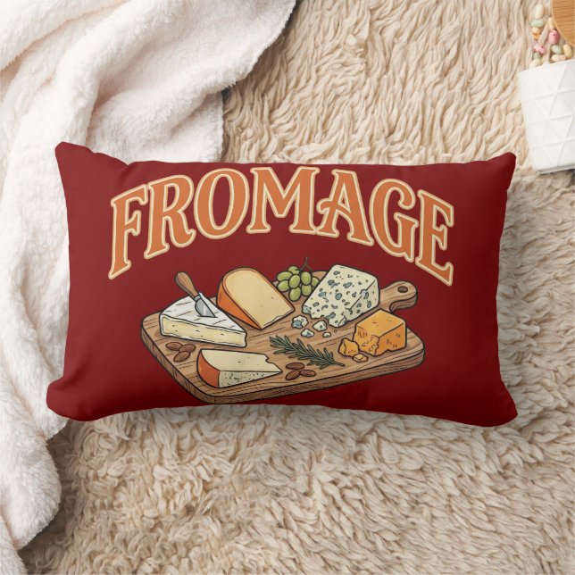 Coussin Rectangle Fromage Vintage Graphisme de Charcuterie Française (Couverture)
