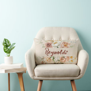 Coussin Rectangle Frontière florale avec nom