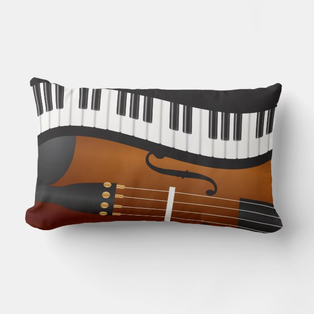 Coussin Rectangle Frontière onduleuse de claviers de piano avec le (Recto)