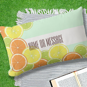Coussin Rectangle Fruits Citriques Colorés De Couleur Vert Menthe Mo