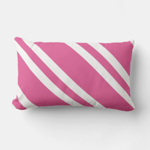 Coussin Rectangle Fuchsia Motif diagonale à rayures roses et blanche