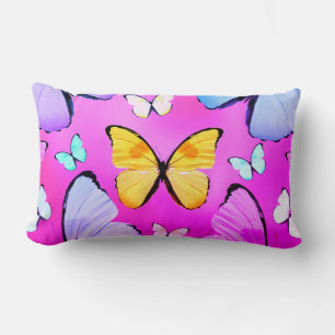 Coussin Rectangle Fuchsia Papillon d'impression Lumbar d'oreiller