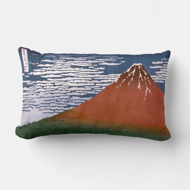 Coussin Rectangle Fuji rouge, Aka Fujiyama Volcan Katsushika Hokusai (Recto)