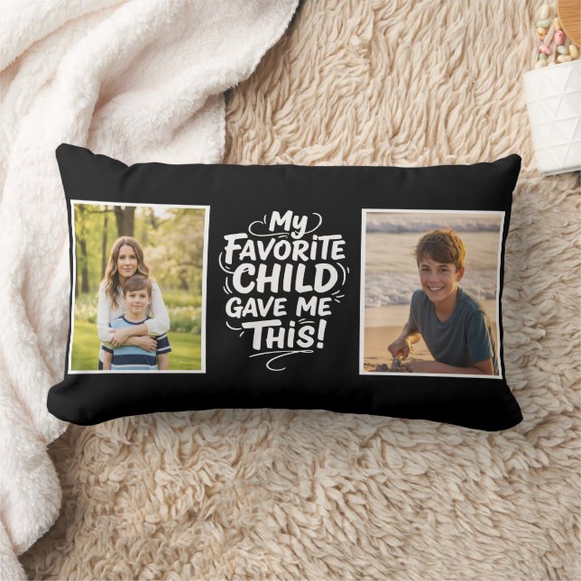 Coussin Rectangle Fun Favorite Child Gave Me This 2 Photo Mom black (Couverture)