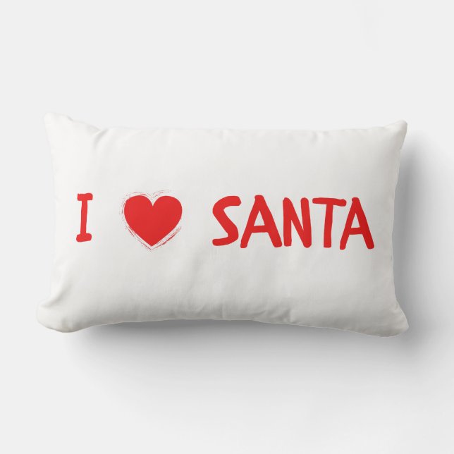 Coussin Rectangle Fun Red Christmas I Love Père Noël Heart (Recto)