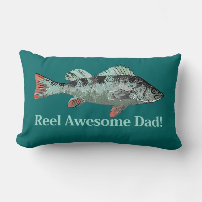 Coussin Rectangle Fun Reel Awesome Papa Citation & Poisson (Recto)