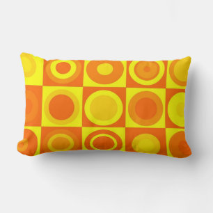 Coussin Rectangle Funky Retro Orange Yellow Circles Carré