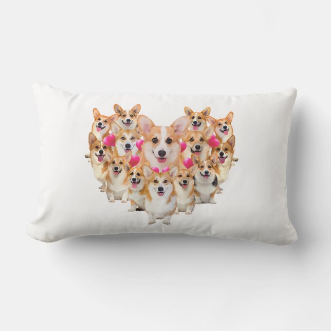 Coussin Rectangle Funny Valentines Day Corgi Amoureux des chiens cad (Recto)