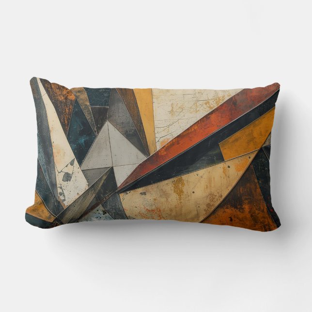Coussin Rectangle Fusion de géométrie industrielle Surface abstraite (Recto)