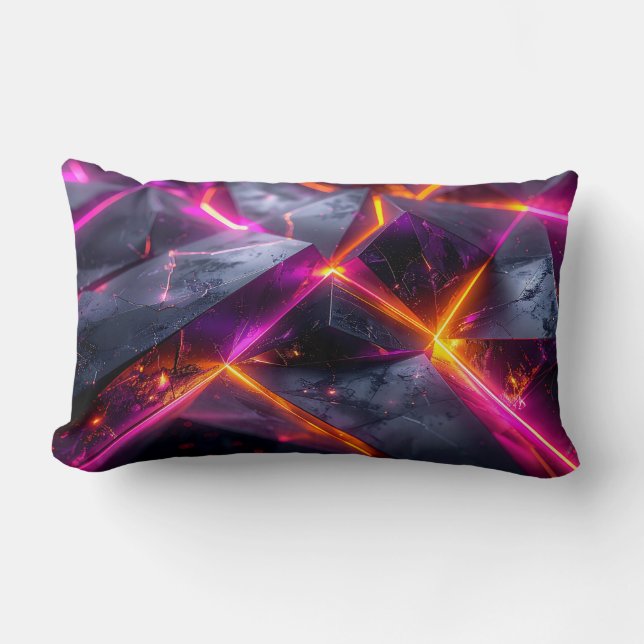 Coussin Rectangle Futuristic Luminous Crystal Geometry Pillows (Recto)