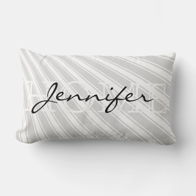 Coussin Rectangle Gainsboro Color Stripe Motif Accueil Monogramme (Recto)