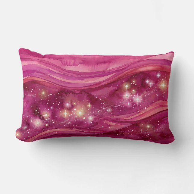 Coussin Rectangle Galaxie Aquarelle Rose (Recto)