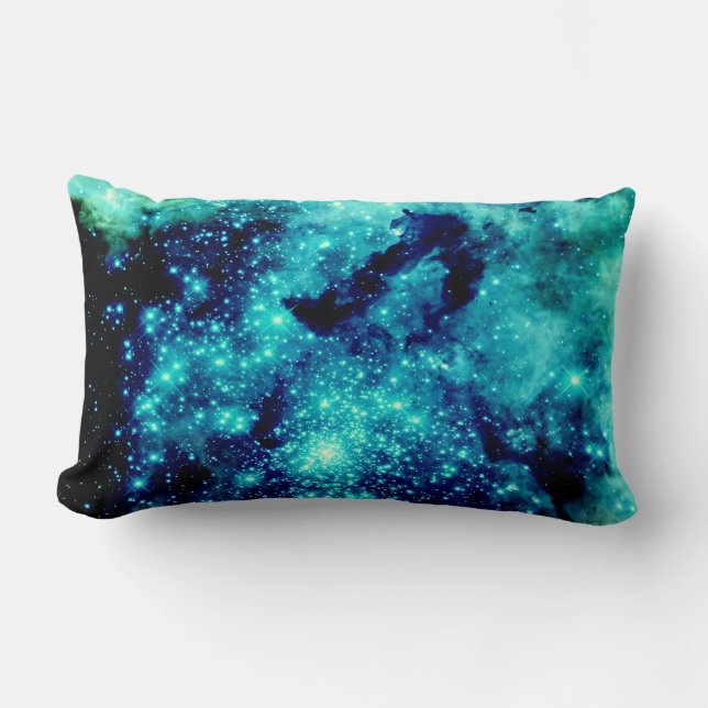 Coussin Rectangle Galaxie turquoise (Recto)