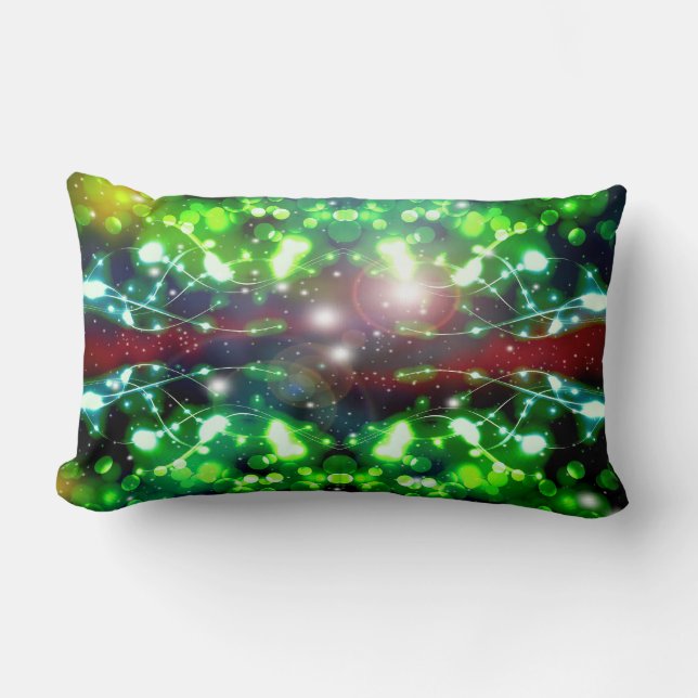 Coussin Rectangle Galaxie verte lumières Abstraites (Recto)