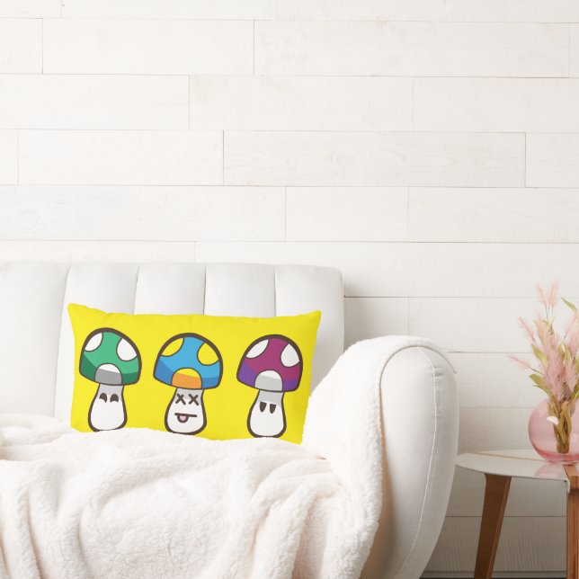 Coussin Rectangle Gang de champignons crânes mignons Pop Art (Canapé)