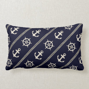 Coussin Rectangle Garçons nautiques de bateau de bleu marine d'Ancr
