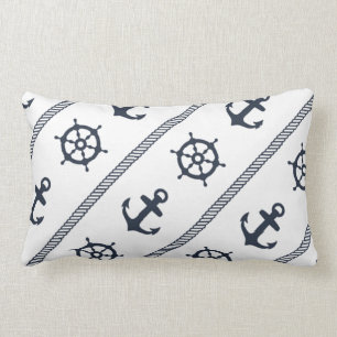 Coussin Rectangle Garçons nautiques de bateau de bleu marine d'Ancre