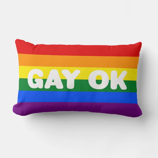 Coussin Rectangle GAY OK Big Statement Gay pride LGBT Rainbow Flag (Recto)
