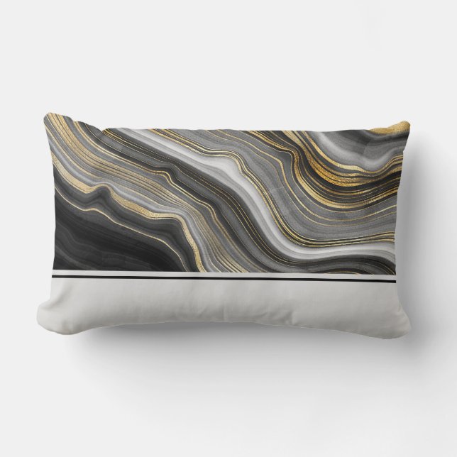 Coussin Rectangle Géode moderne Gold & Grey Agate Géode Gris Géode A (Recto)