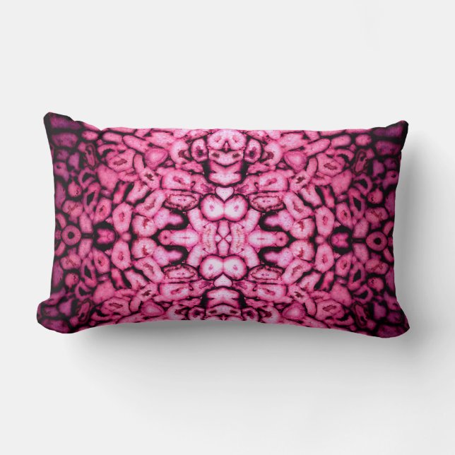 Coussin Rectangle Géodes d'âge à quartz rose motif abstrait (Recto)