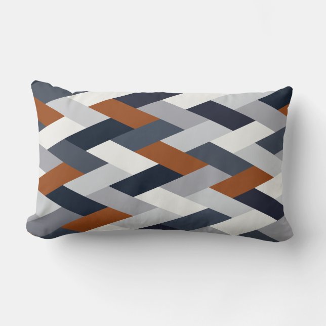 Coussin Rectangle Géométrie en rouille de la marine VIB (Recto)