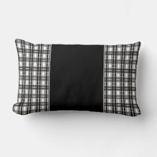 Coussin Rectangle Géométrie Tartan motif noir et blanc à damiers