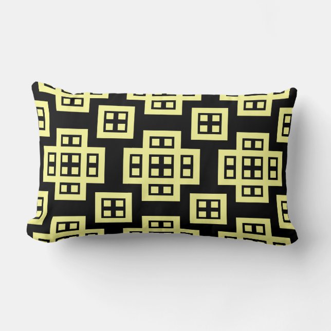 Coussin Rectangle Géométrique 030614 - Chalk jaune sur noir (Recto)