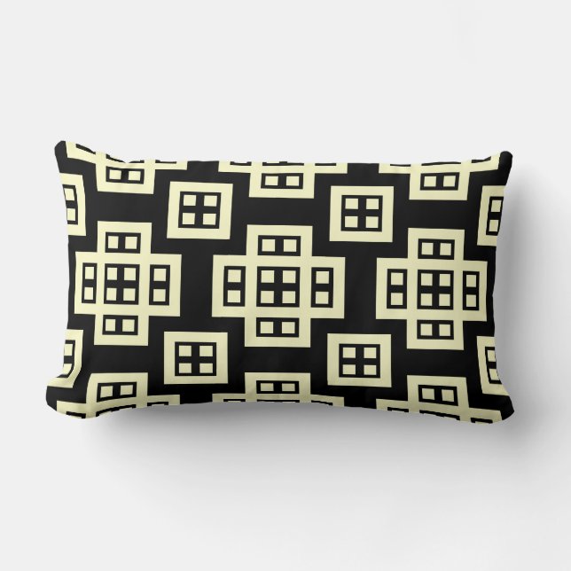 Coussin Rectangle Géométrique 030614 - Jaune pâle sur noir (Recto)