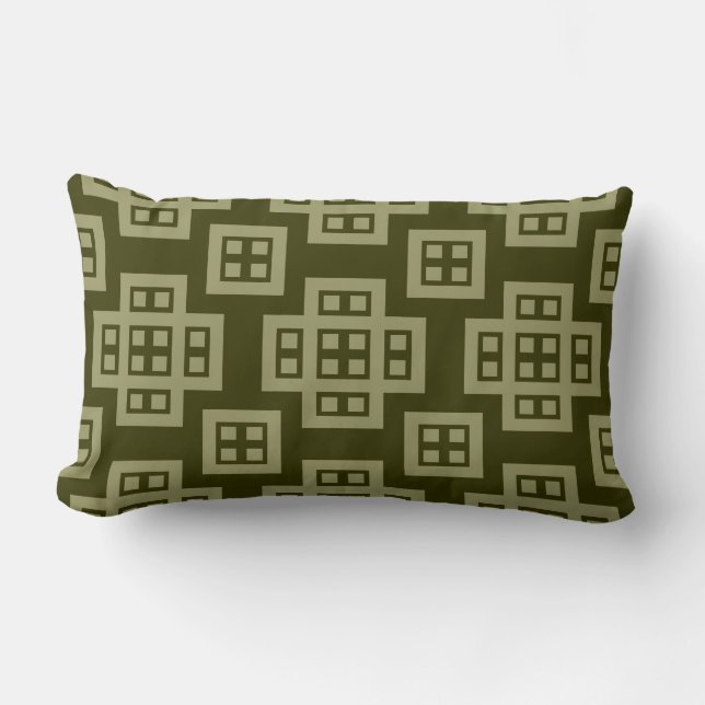 Coussin Rectangle Géométrique 030614 - Khaki sur l'olive foncée (Recto)