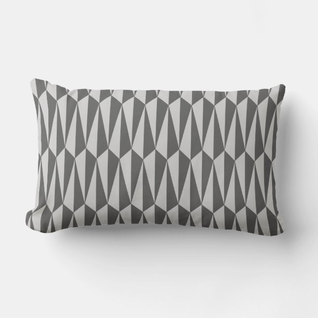 Coussin Rectangle Géométrique du milieu du siècle, tons gris (Recto)