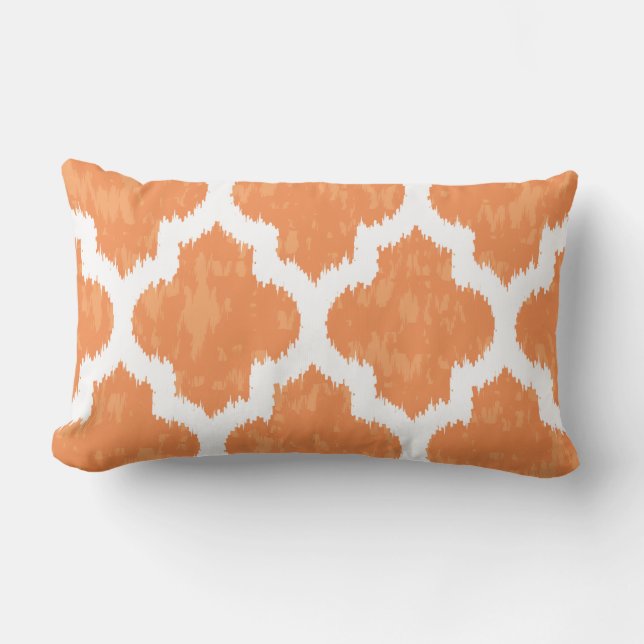 Coussin Rectangle Géométrique moderne classique orange d'Ikat (Recto)