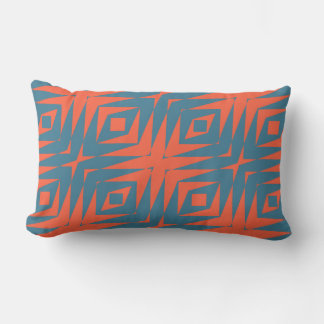 Coussin Rectangle géométrique orange et bleu