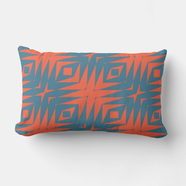 Coussin Rectangle géométrique orange et bleu (Recto)